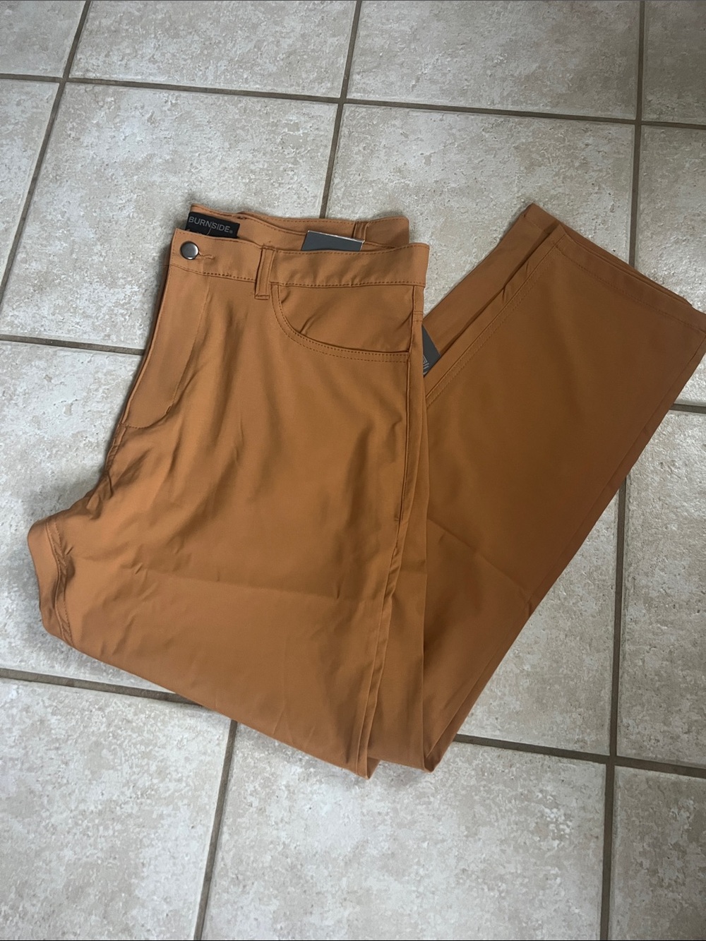 burnside Men's Slim Straight Chinos in Caramel